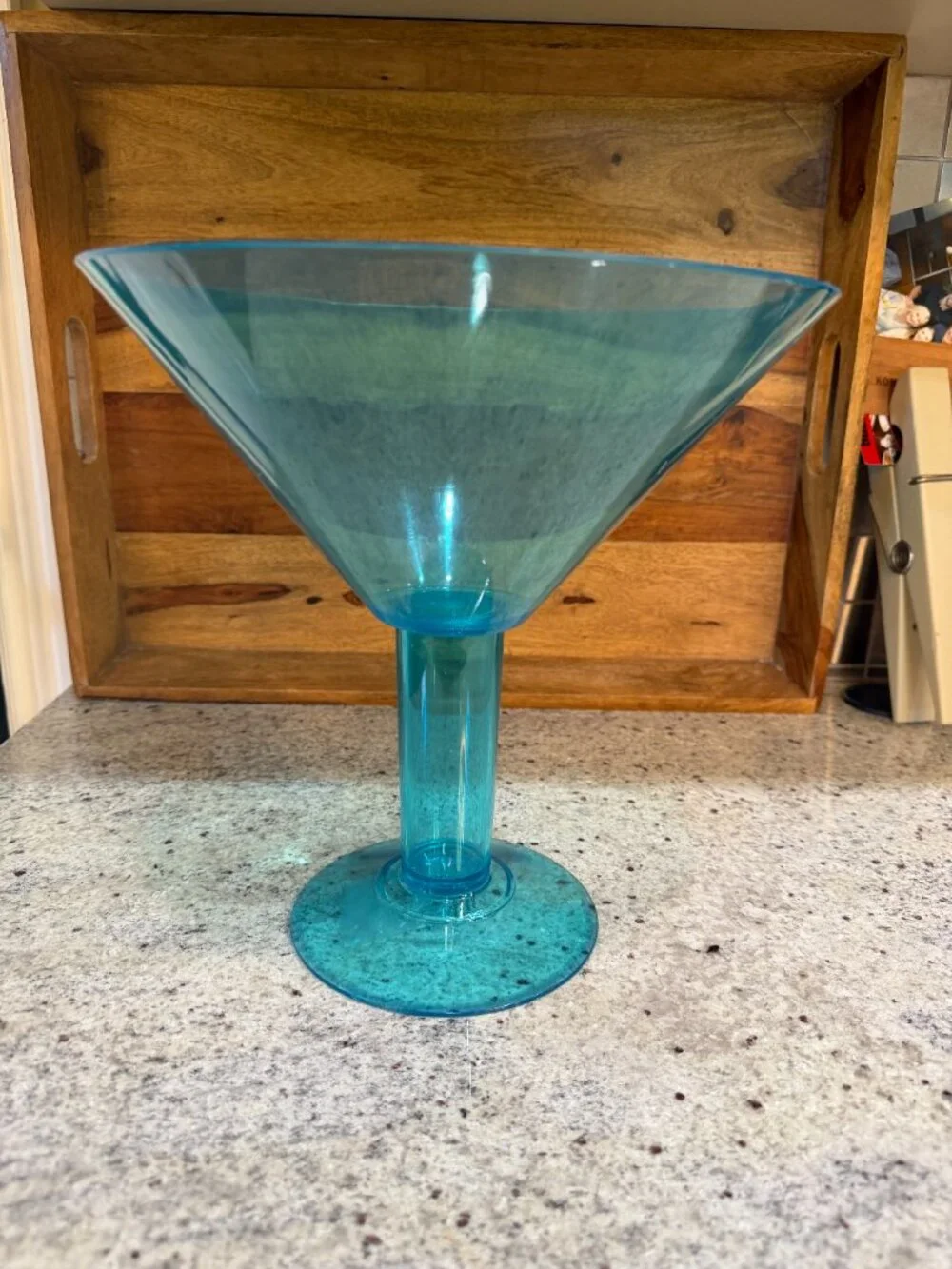 GIANT Turquoise Clear Plastic Martini Glass